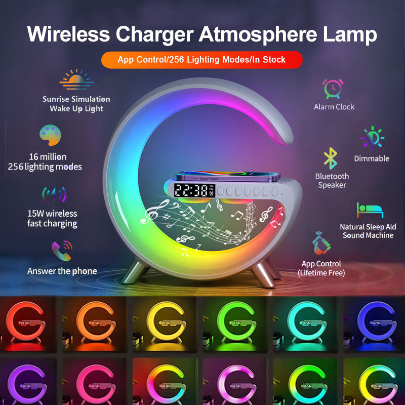 Intelligent LED Lamp Bluetooth Speaker Wireless Charger with App Control